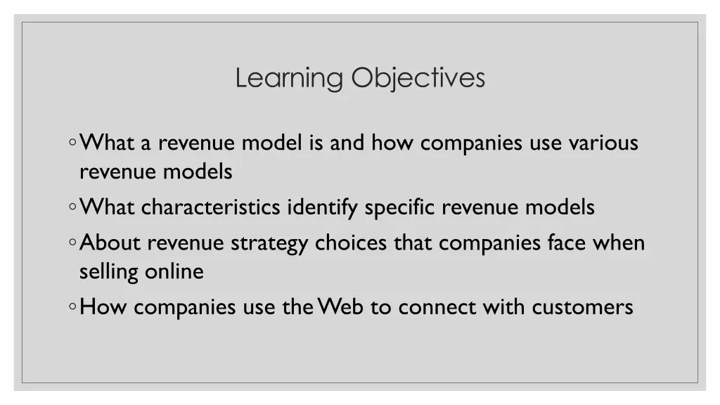 learning objectives