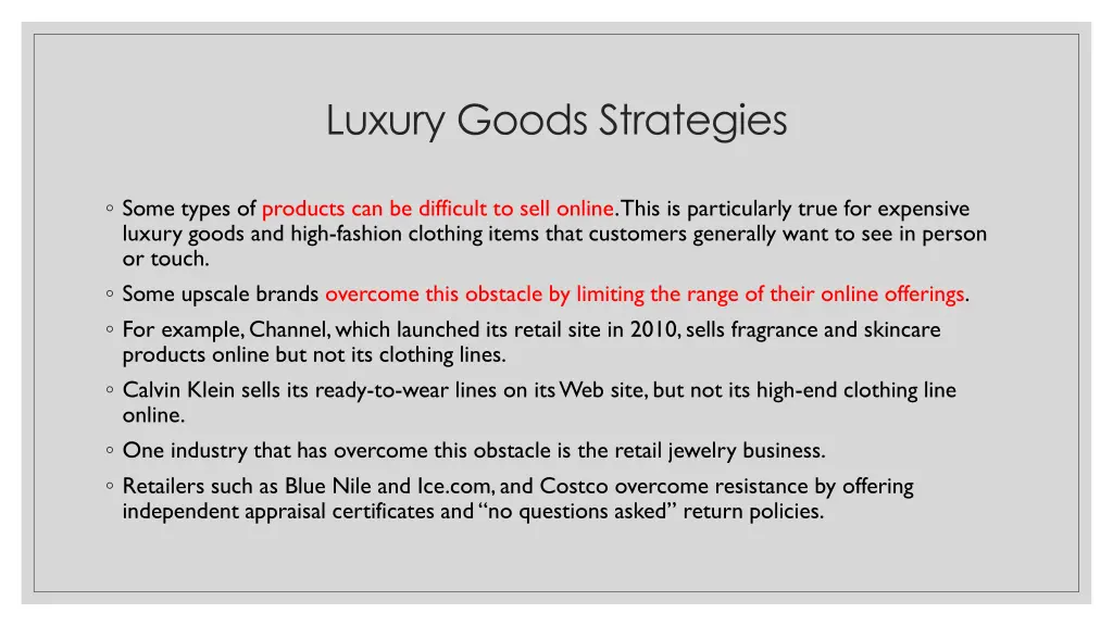 luxury goods strategies