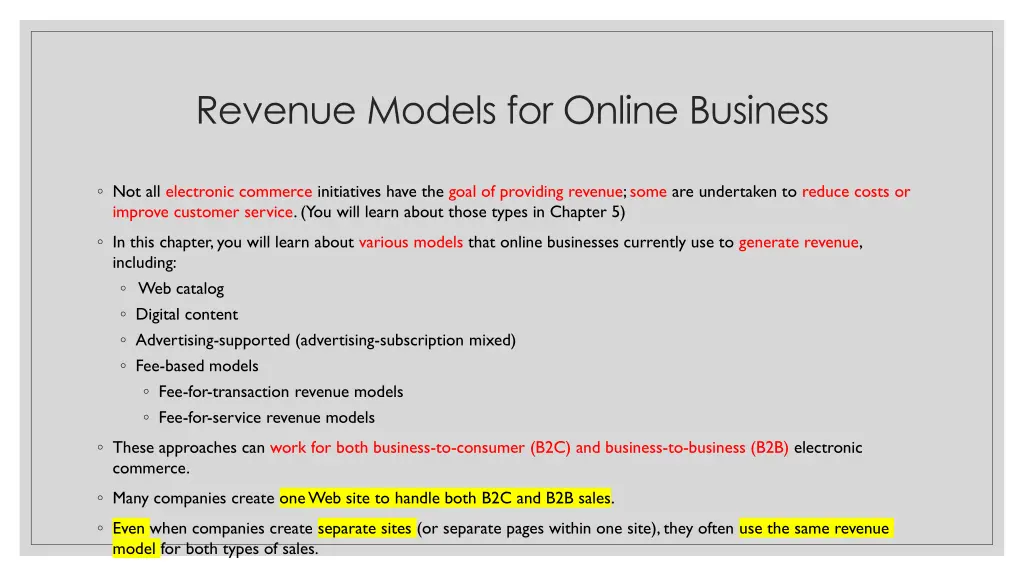 revenue models for online business