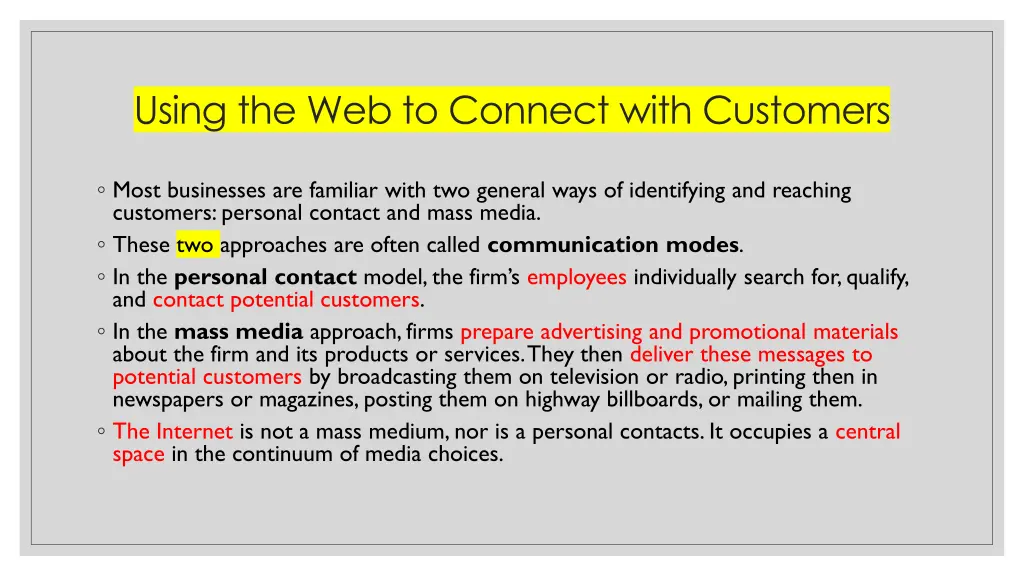 using the web to connect with customers