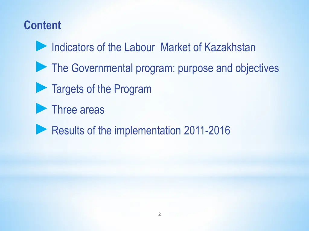 content indicators of the labour market