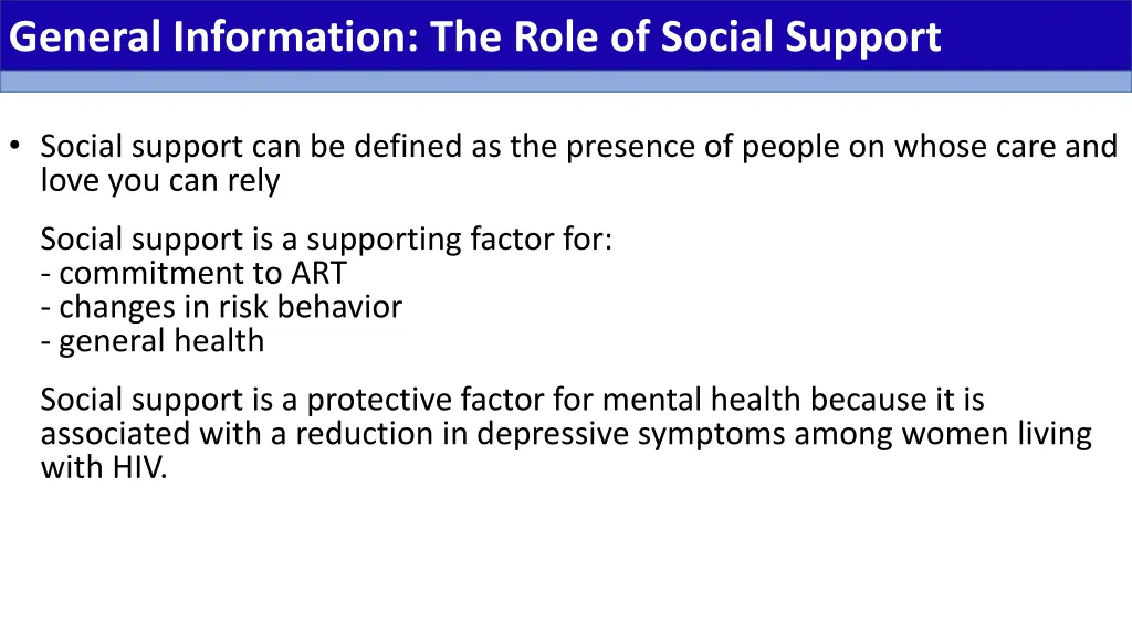 general information the role of social support