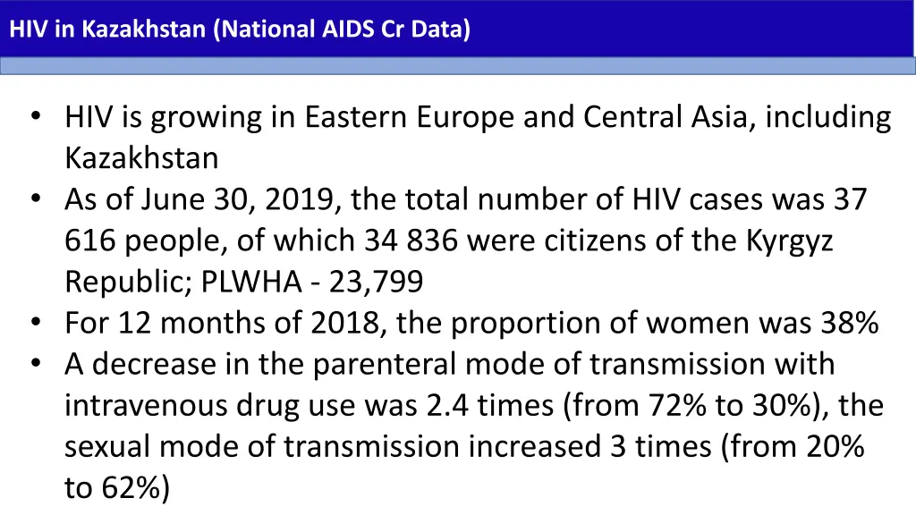 hiv in kazakhstan national aids cr data