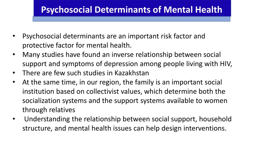 psychosocial determinants of mental health