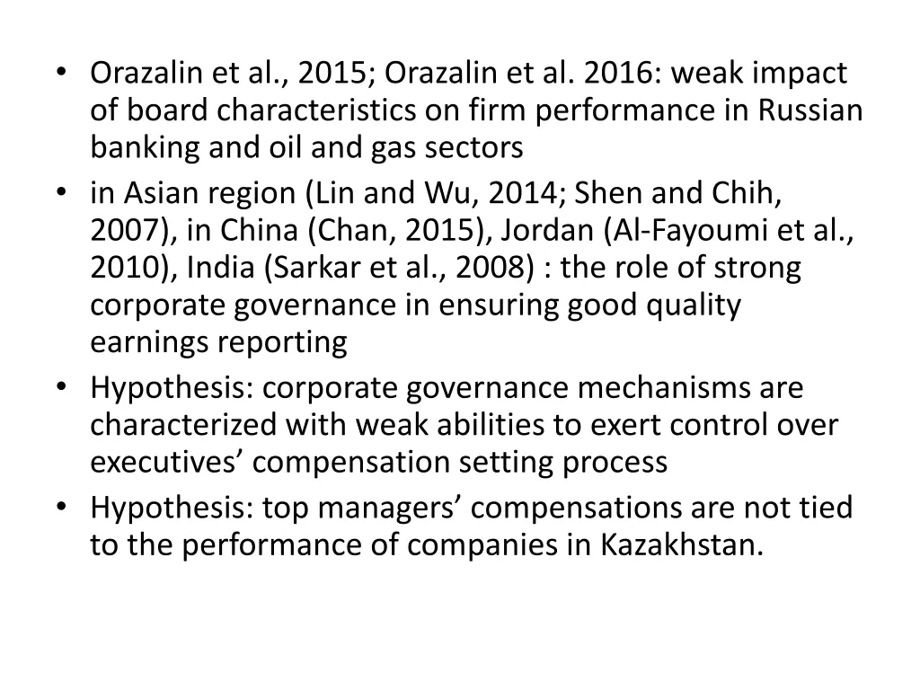 orazalin et al 2015 orazalin et al 2016 weak