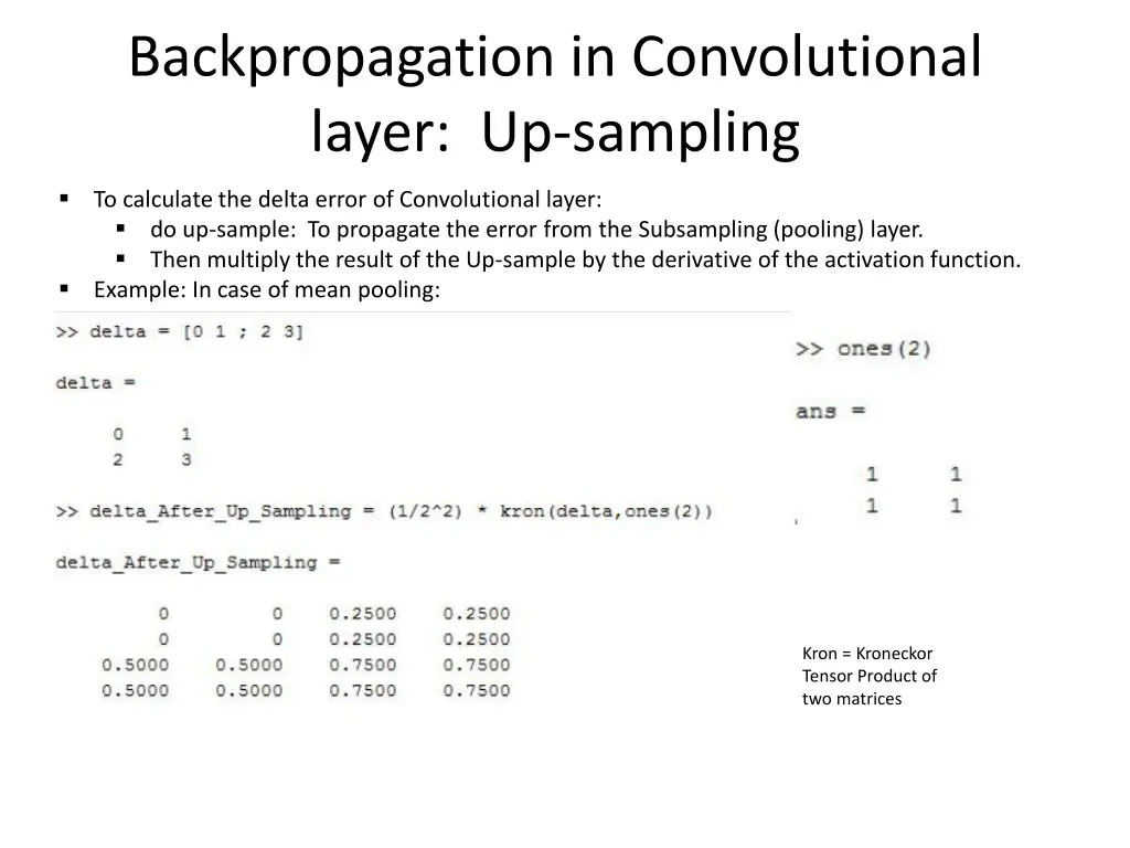 backpropagation in convolutional layer up sampling