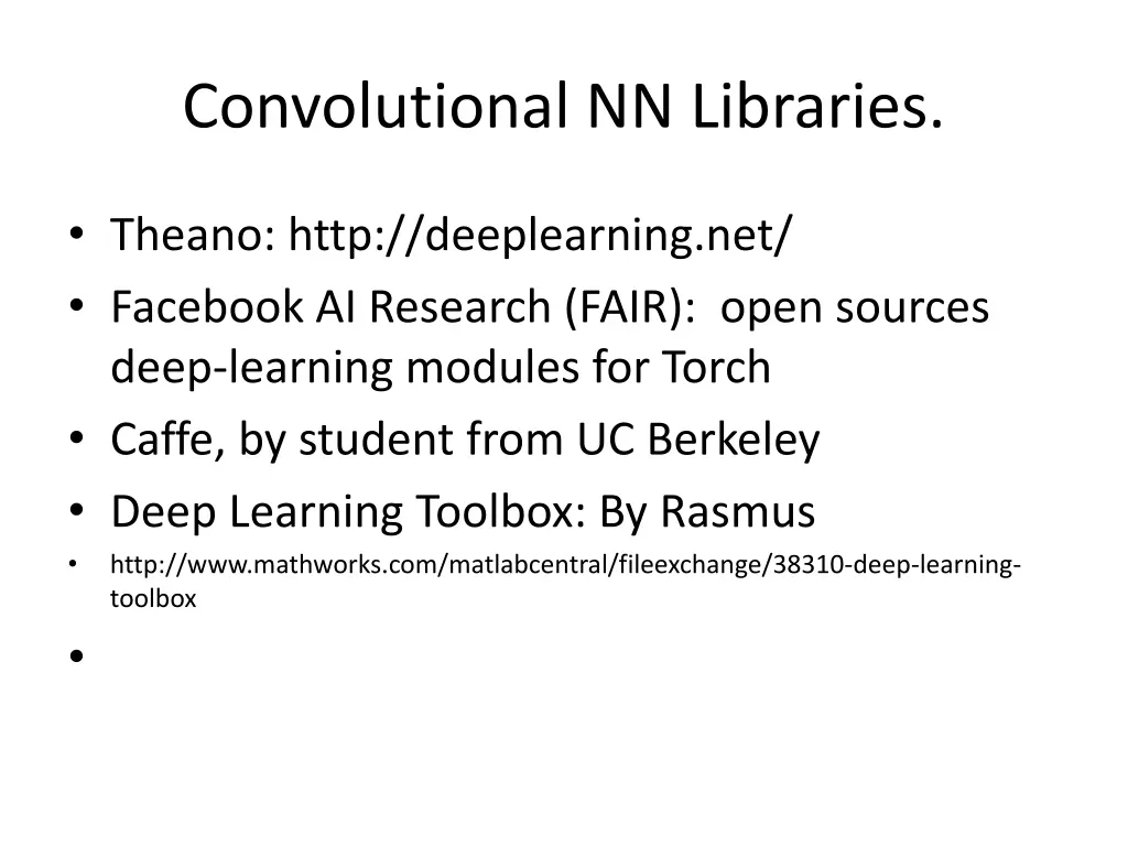 convolutional nn libraries