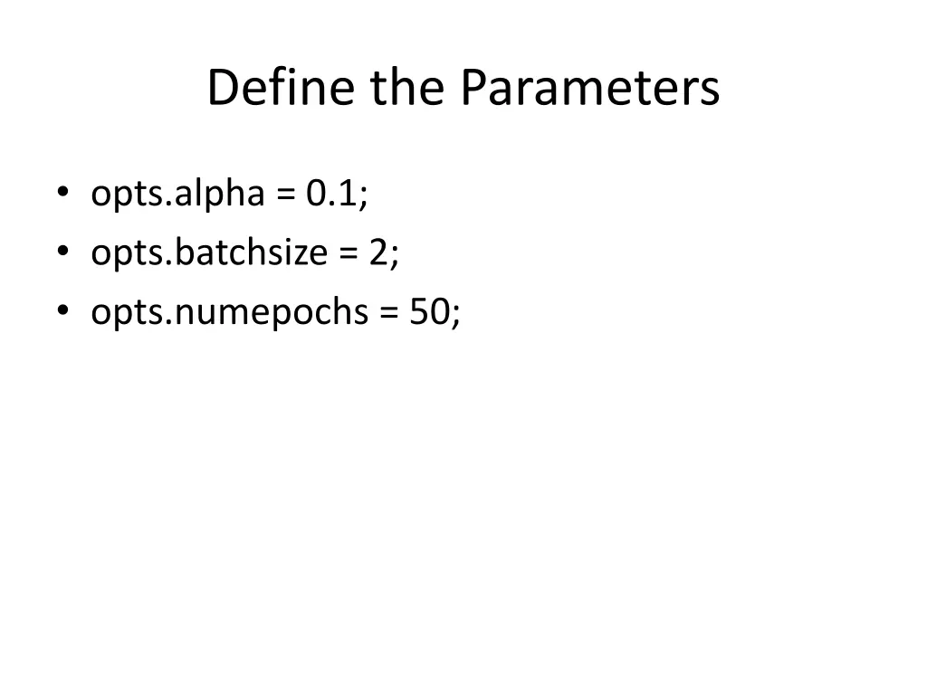 define the parameters