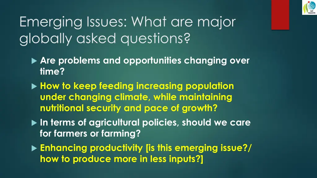 emerging issues what are major globally asked