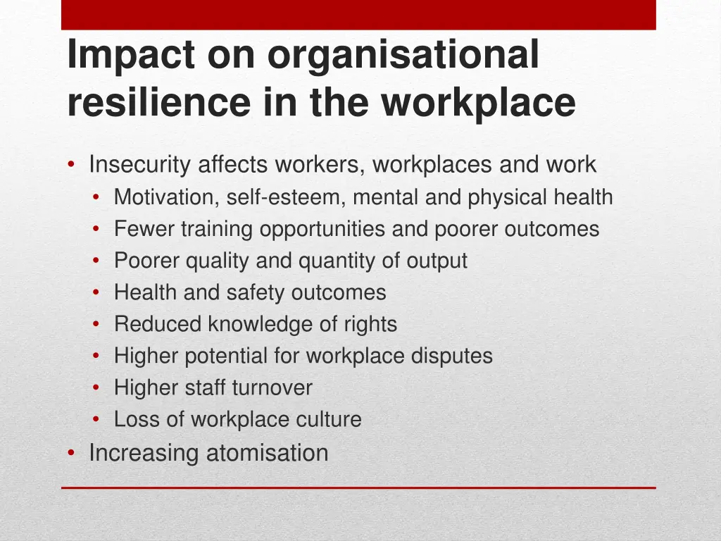 impact on organisational resilience