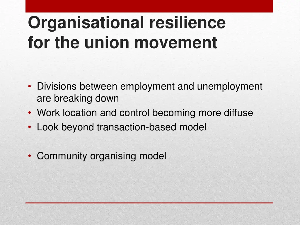 organisational resilience for the union movement