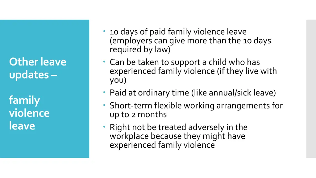 10 days of paid family violence leave employers