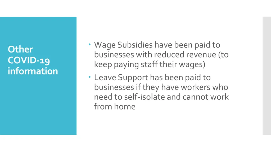 wage subsidies have been paid to businesses with