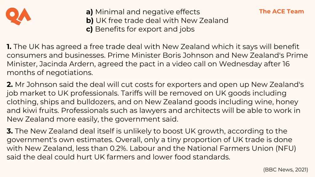 a minimal and negative effects b uk free trade