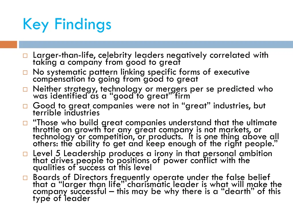 key findings