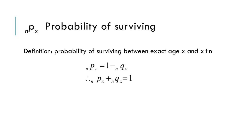 n p x probability of surviving