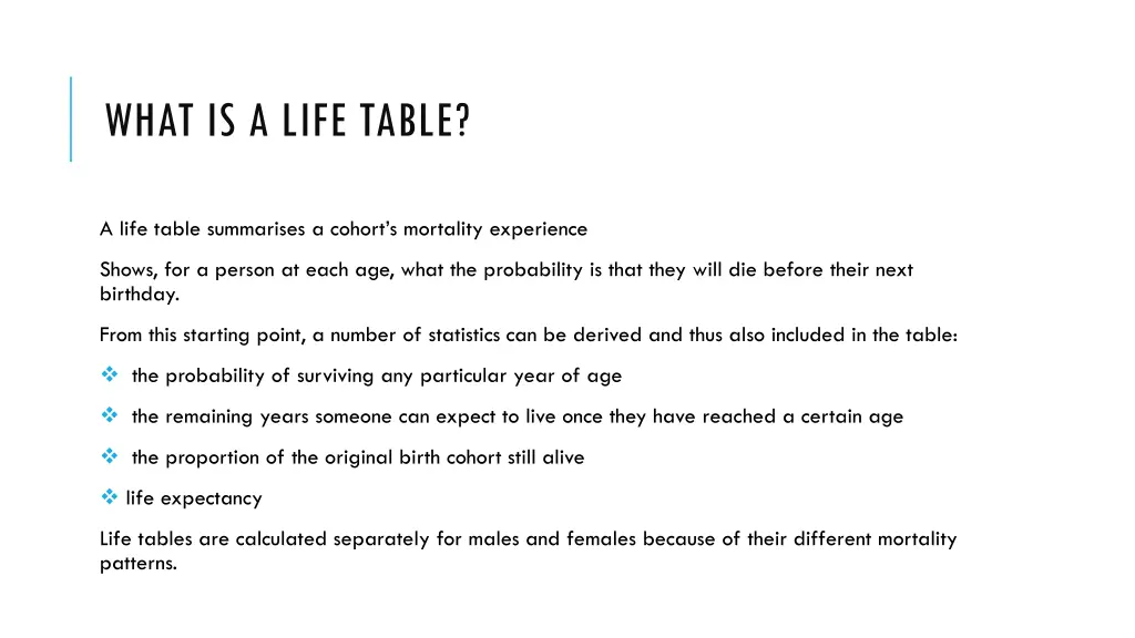 what is a life table