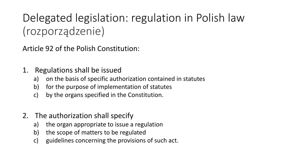 delegated legislation regulation in polish