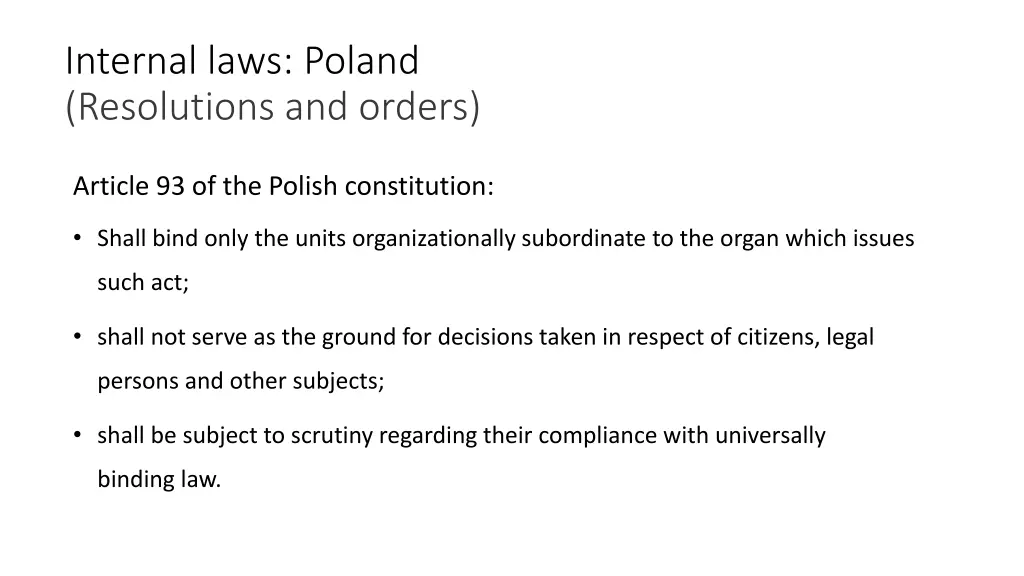 internal laws poland resolutions and orders