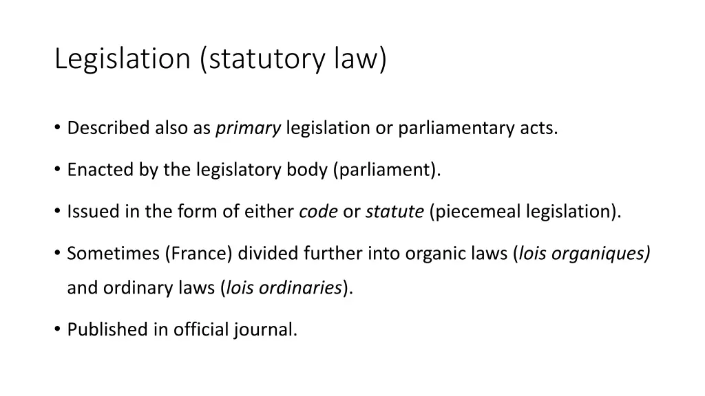 legislation statutory law