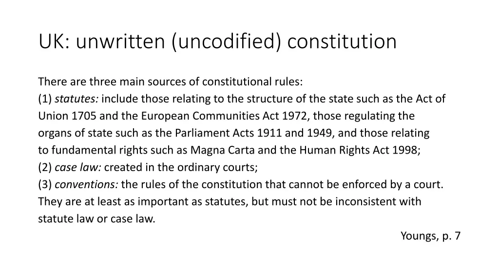 uk unwritten uncodified constitution