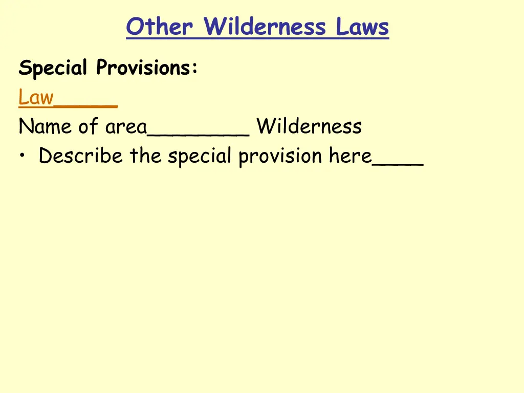 other wilderness laws 1