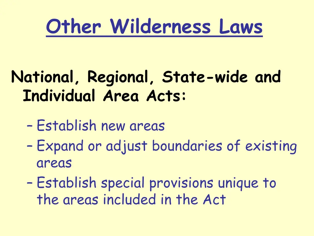 other wilderness laws