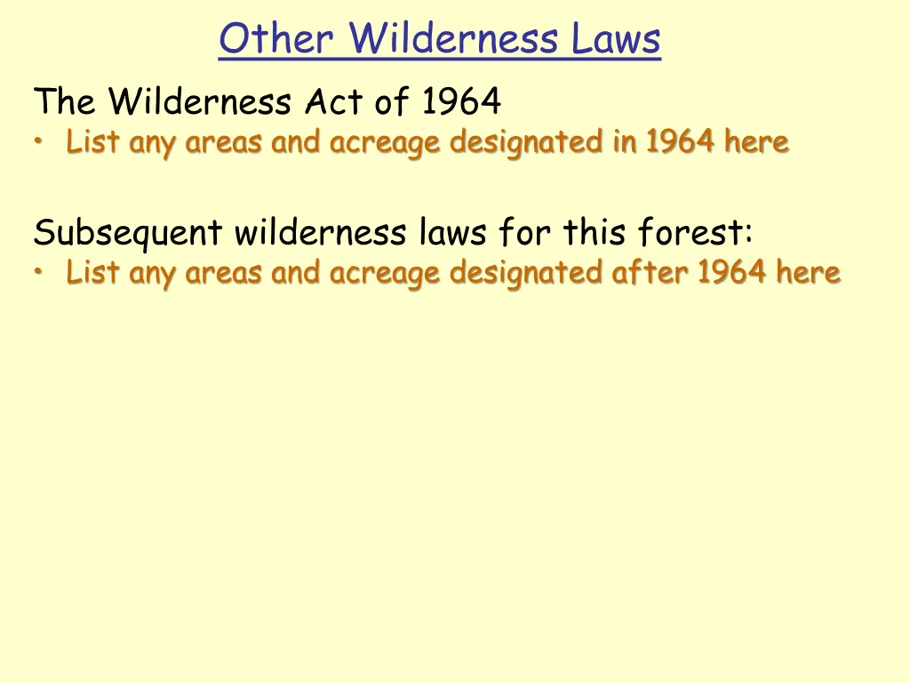 other wilderness laws the wilderness act of 1964