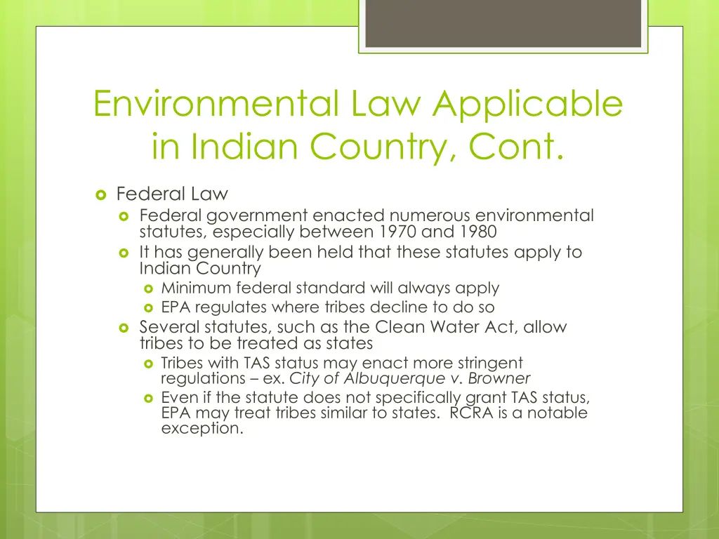 environmental law applicable in indian country 1