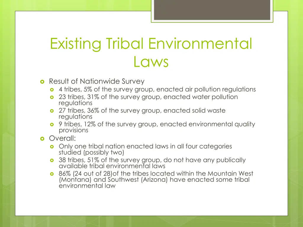 existing tribal environmental laws 1