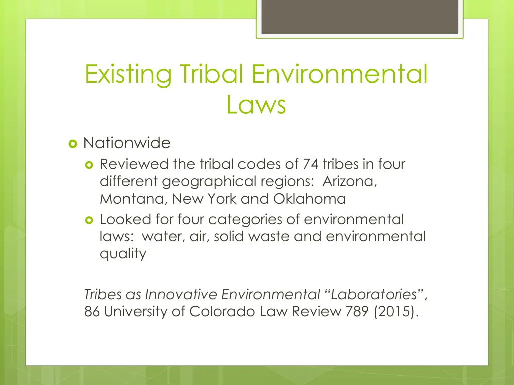 existing tribal environmental laws