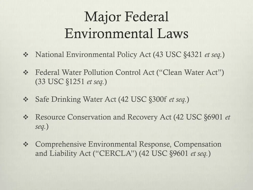 major federal environmental laws