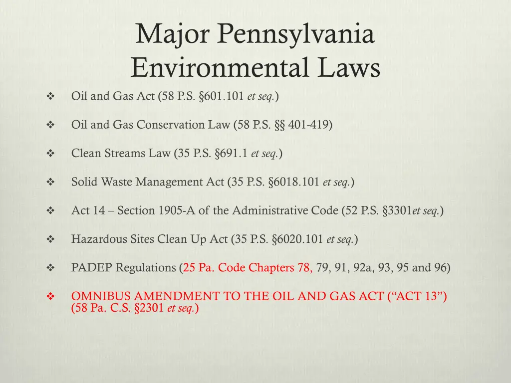 major pennsylvania environmental laws