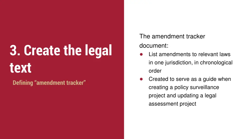 the amendment tracker document list amendments