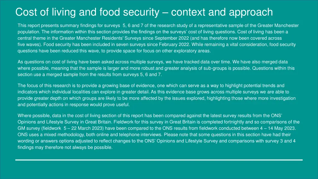 cost of living and food security context