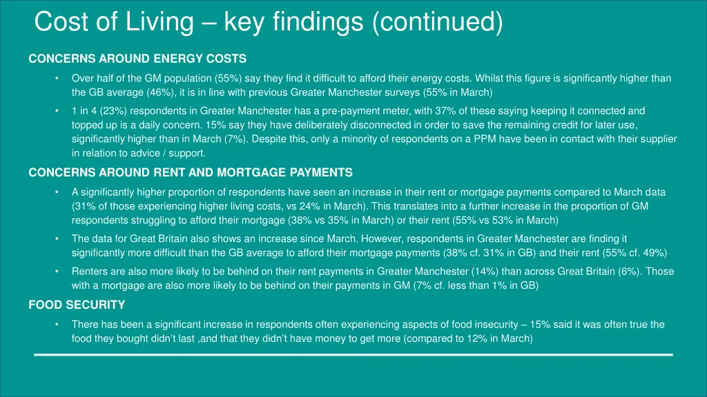 cost of living key findings continued