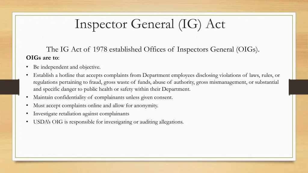 inspector general ig act