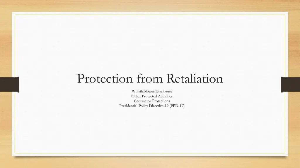 protection from retaliation