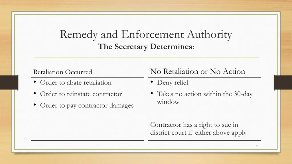 remedy and enforcement authority the secretary