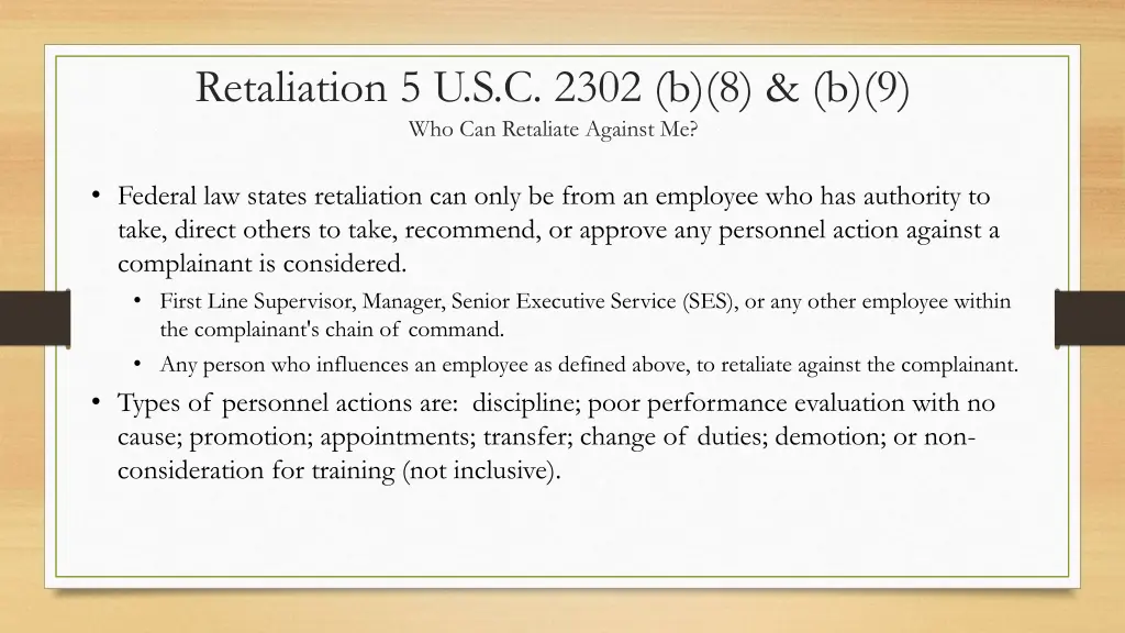 retaliation 5 u s c 2302