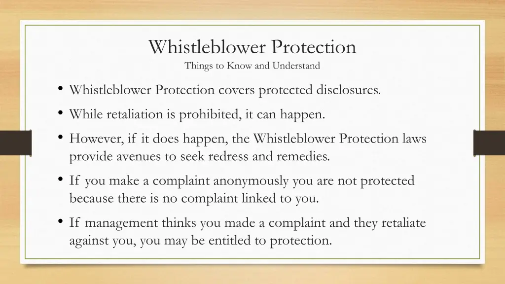 whistleblower protection things to know