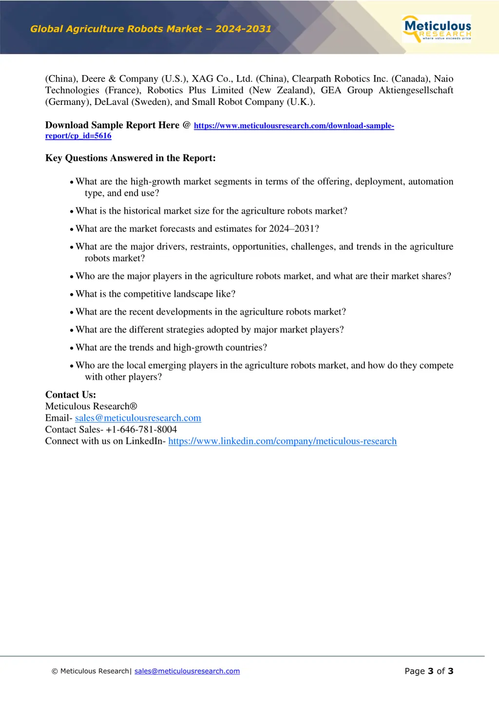 global agriculture robots market 2024 2031 2