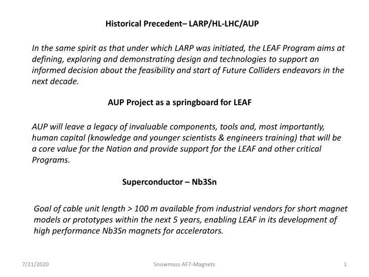 historical precedent larp hl lhc aup