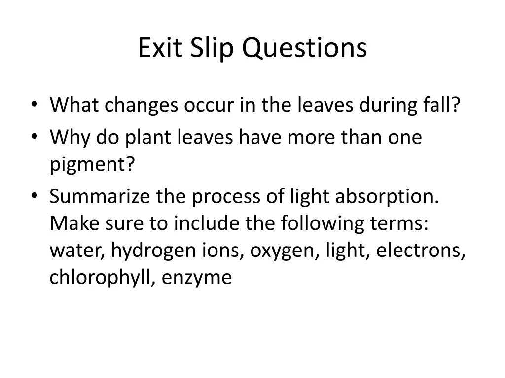 exit slip questions