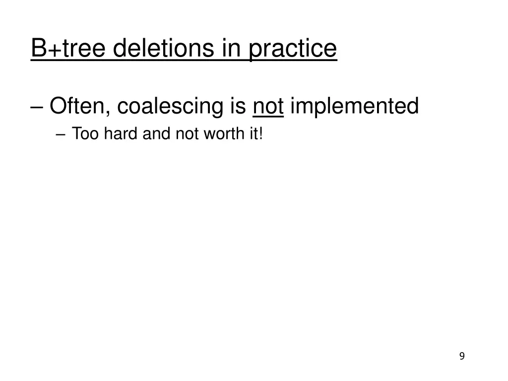 b tree deletions in practice