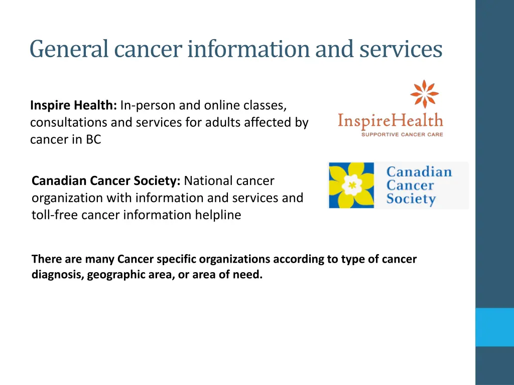 general cancer information and services