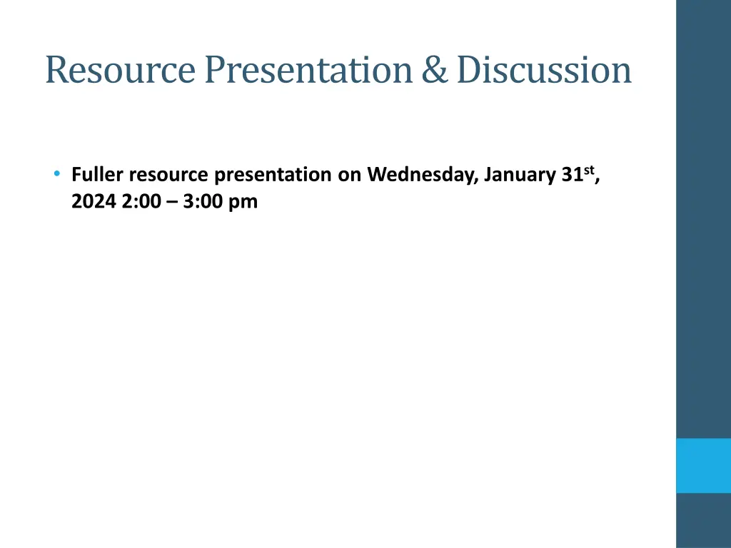 resource presentation discussion