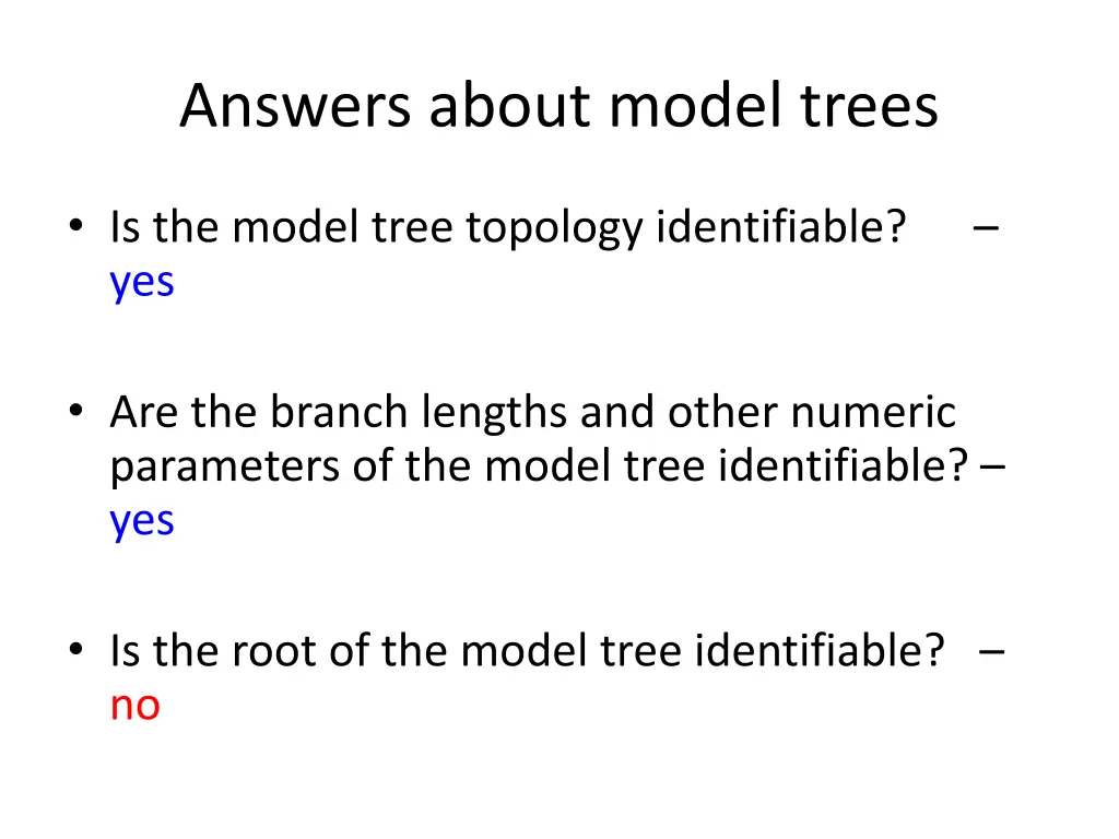 answers about model trees