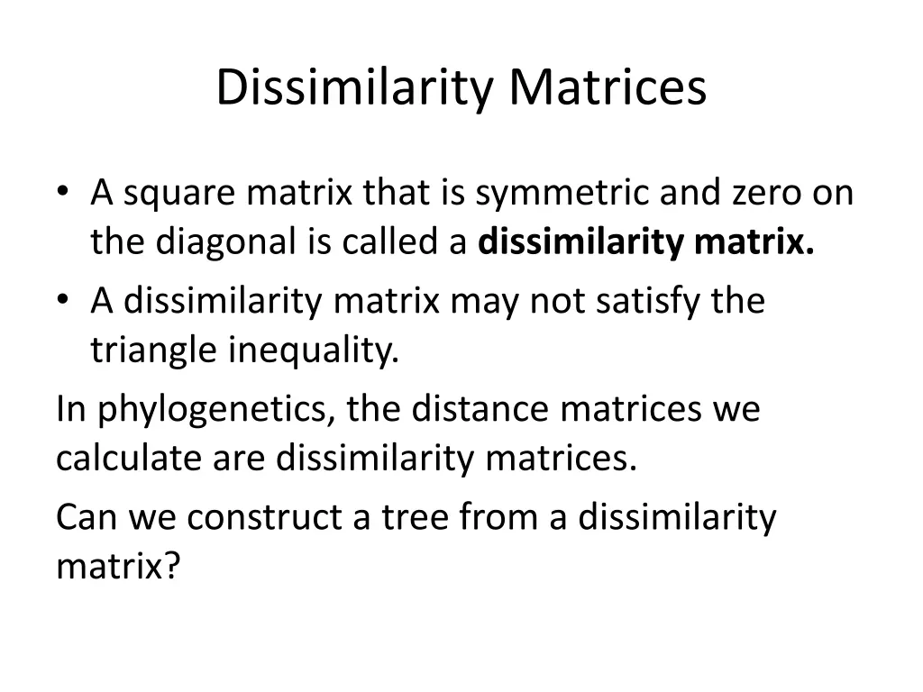 dissimilarity matrices