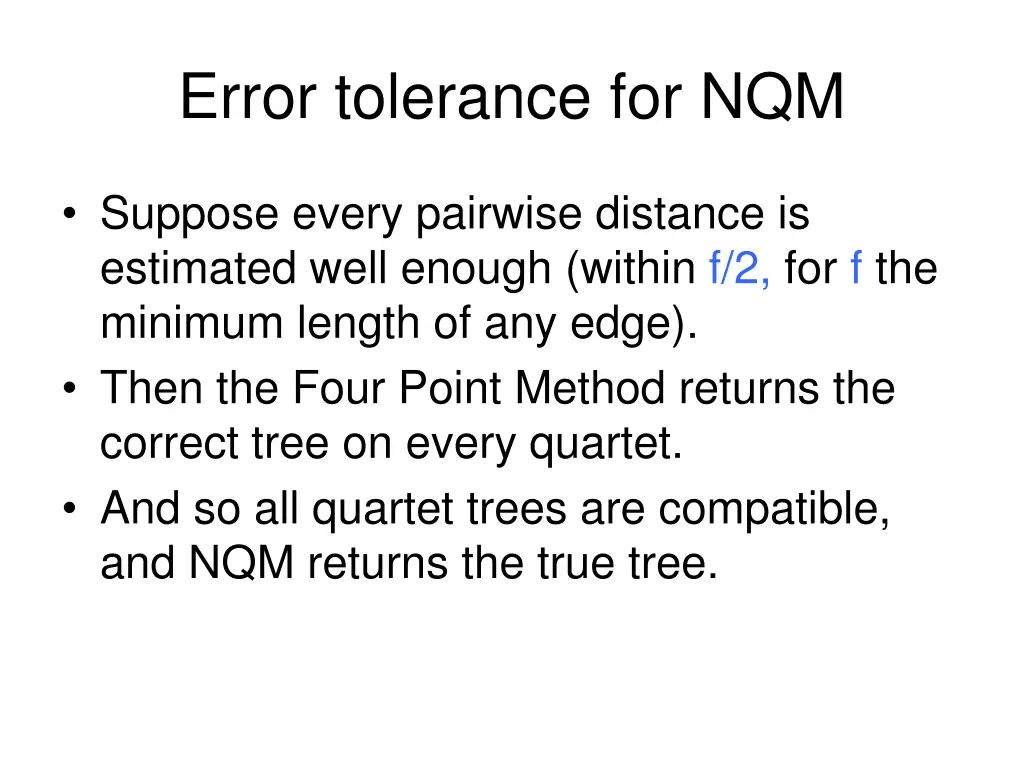 error tolerance for nqm